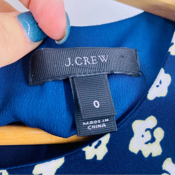 J. Crew Navy Blurred Floral Tiered Mini Dress Size 0 - Picture 11 of 12